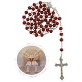 Jerusalem Rose Petals Rosary with Rosary box and a certificate in two languages. The original Rose petals Rosary made with cooked Petals grown in the Jerusalem area.