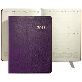2013 Brights PURPLE fine Leather 9'' Desk Diary by Graphic Image - 7x9