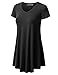 URBANCLEO Womens V-Neck Elong Tunic Top Mini T-Shirt Dress Black 2XLARGE