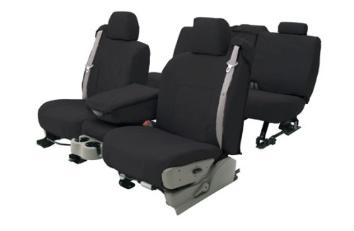 Coverking Ballistic Custom Fit Seat Covers - BALLISTIC BLACK, Front Row Seats 2007 - 2007 Jeep Wrangler 2-Door, 50/50 bucket, w/remov hdrst, w/o height-adjustable dr seat, w/o seat-mounted side airbg