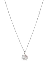 Hello Kitty Small Pink Enamel Bow and Sterling Silver Pendant Necklace -Slides, 18"
