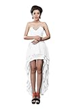 Moonar Chiffon Open Sweetheart Asymmetrical Formal Gown Prom Party Wedding Bridesmaid Dress White Size 4