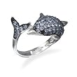 Black Rhodium Plated CZ Dolphin Ring in Sterling Silver