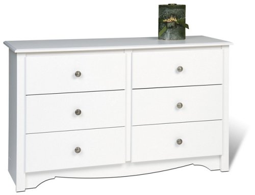 Kitchen: Monterey Condo Sized 6 Drawer Dresser in White Finish