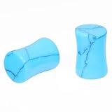 Pair Turquoise Double Flared Stone Plugs 3mm 8 Gauge