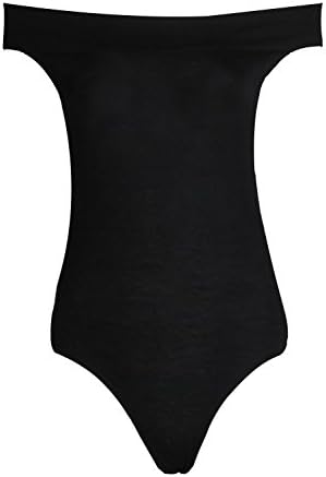 Womens Plus Size Long Sleeves Off Shoulder Plain Viscose Jersey Bodysuit