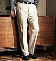 Big Tall Linen Blend Single Pleat Trousers with Silk