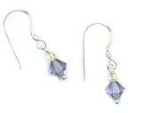 Baerreis - Delicate Small Sparkling Tanzanite Swarovski Crystal Drop Earrings on Sterling Silver French Earwires - Hand Crafted Artisan Jewelry USA