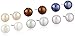 Amazon Collection Sterling Silver and Freshwater Cultured Pearl Stud Earrings, Set of Six (7-7.5 mm)