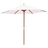 from Worldstores Wooden Garden Parasol 2m - 28mm Standard 6 Baton Garden Umbrella - Natural