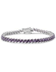 Sterling Silver Amethyst CZ Tennis Bracelet 7.5"