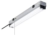 Best Deal Good Earth G9803-T8-BKSS 2 Light Garage or Workshop Worklight with 2 Outlets and Pull Chain Start, Black and Stainless Finish, T8 Bulbs Not Included