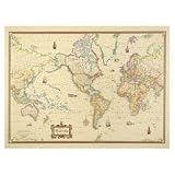 AMM629013 Cleartype Antique World Map with Full-Color Graphics, 50w x 38h
