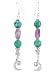 Crescent Moon and Star Dangle Earrings in Sterling Silver with Turquoise and Amethyst Gemstone Beads, #7940