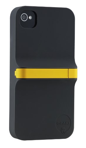 Ozaki IC864BK/YL iCoat Finger Hard Case and Stylus for iPhone 4/4S - 1 Pack - Retail Packaging - Black