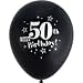 Happy 50th Birthday 12 Inch Black Latex Party Balloons (8 Count)