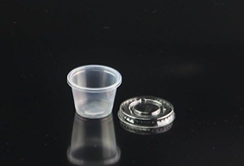 1 oz. Jello / Souffle / Portion Cups Disposable Plastic Shot Glass with Lids - Pack of 100
