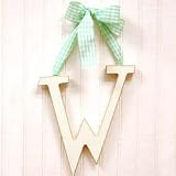 Wooden Hanging w: Pink Polka Dot Ribbon