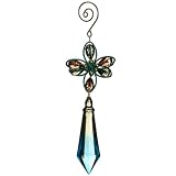 Regal Peacock Blue and Green Gem Flower Finial Christmas Ornament 6.25"