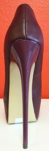 FHR Vicky Faux Leather Almond Toe Platform Stiletto Heel Slide Slip On Pump Shoe Maroon 8