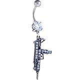 Crystalline Gem MACHINE GUN Dangle Belly Ring