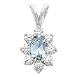 14K White Gold Sky Blue Topaz and Diamond Pendant