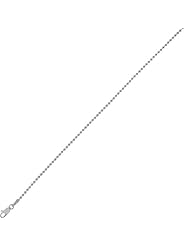 sterling silver rhodium plated 24" 1.2mm polish diamond cut bead chain with lobster clasp 24 inches long
