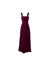 A-line Pleated Lace-Up Cap Sleeves Floor Length Chiffon/Polyester Bridesmaid Dress/Prom Dress 
