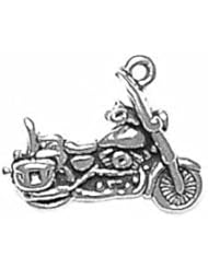 Sterling Silver 3D Side Facing Motorcycle Transportation Charm