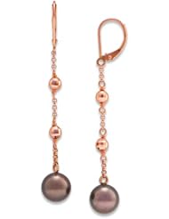 Chocolate Tahitian Pearl Earrings in 14K Rose Gold (9-10mm)
