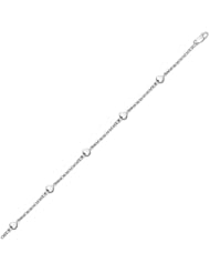 14K White Gold Anklet with Puffed Heart Design