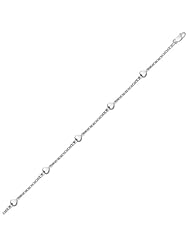 14K White Gold Anklet with Puffed Heart Design