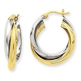14k Gold Two-tone Polished Double Hoop Earrings