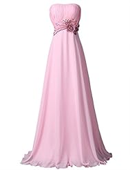 Strapless Sleeveless Acrylic/Chiffon/Satin Sequined Ruched Beaded  Lace-Up Evening Dress/Bridesmaid Dress/Prom Dress/Party Dress  With Ruffles