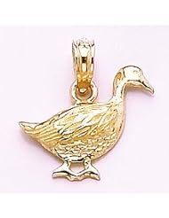14k Gold Animal Bird Necklace Charm Pendant, Goose