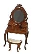 Dollhouse Miniature Walnut Vanity with Vanity Stool
