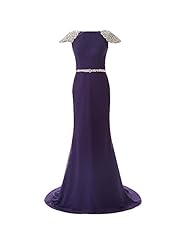 Cap Sleeves Bateau Neck Chiffon Crystal Beaded Mermaid Evening Dress/Prom Dress 