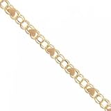 New 14K Yellow Gold Hearts Charm Anklet Adjustable 10IN