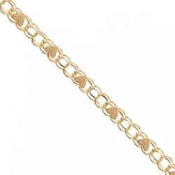 Heart Ankle Bracelet Adjutable to 10 Inches in 14KT Yellow Gold