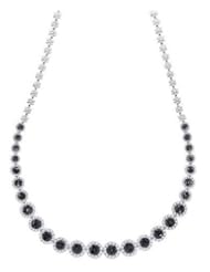 10.52 cttw 14k White Gold Bridal Flower Black Diamond Bridal Flower Art Nouveau Necklace (Real Diamonds: 11/2 cttw)