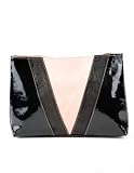 Mogil Cami Clutches Handbags in Pink Suede Black Patent Trim