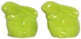 Stoneware Pottery Kiwi Green Rabbits Salt and Pepper Shakers 2.75"H 2 Sets of 2