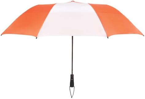 Leighton MVP Vented Compact Wind Resistant Automatic Open Umbrella Orange/White 20058_823