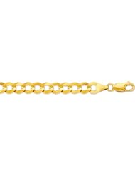 14K 22" Yellow Gold 5.7mm Polish Diamond Cut Comfort Curb Chain With Lobster Clasp