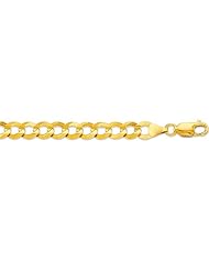 20" 14K Yellow Gold 5.7mm (2/9") Polished Diamond Cut Comfort Curb Chain w/ Lobster Clasp
