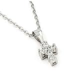 Small Cz And Sterling Silver Cross Necklace 16'' Plus 1''