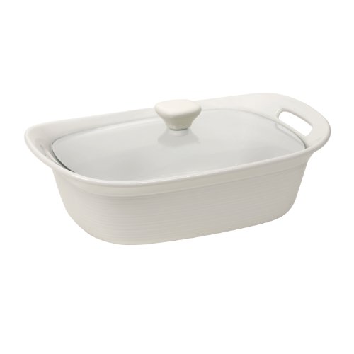 CorningWare Etch 2-1/2-Quart Casserole White Linen