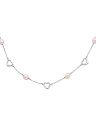 Sterling Silver Pink Freshwater Cultured Pearl Necklace