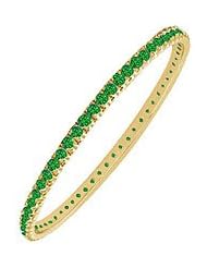 Emerald Eternity Bangle 14K Yellow Gold - 3.00 CT TGW