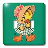 TNMGraphics Vintage Animals - Cute Duck in Dress and Bonnet - Light Switch Covers - double toggle switch